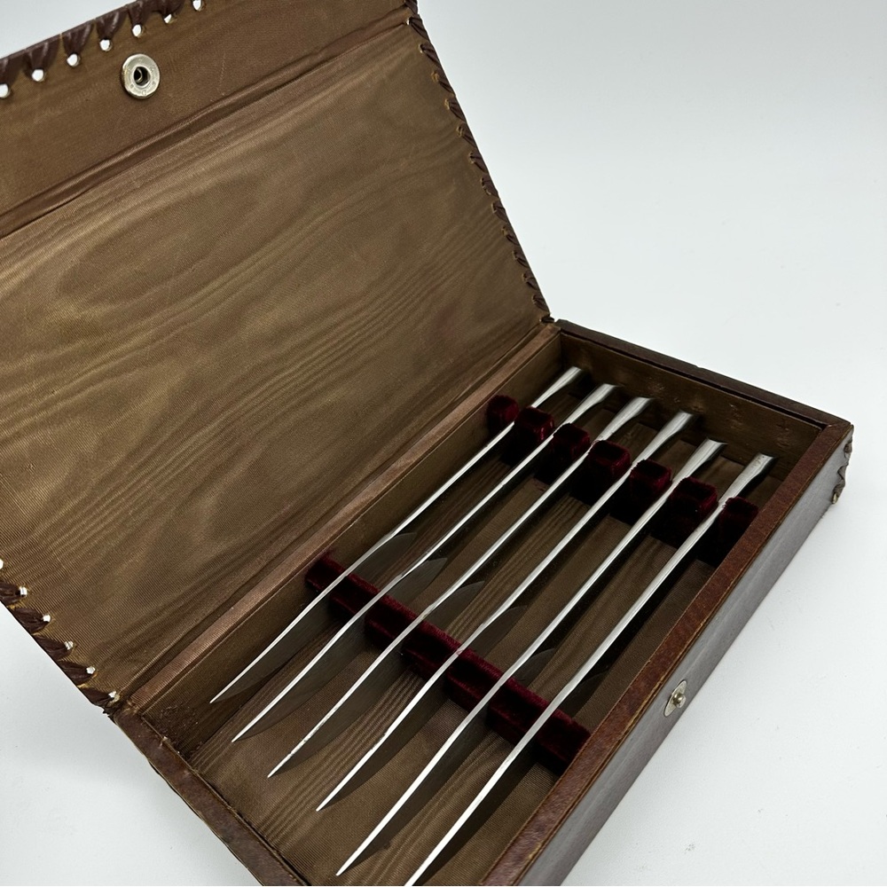 Stainless steel tradeport Italy‎ set of vintage knives and knife case